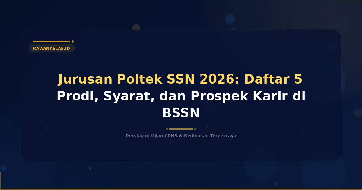 Jurusan Poltek SSN 2026: Daftar 5 Prodi, Syarat, dan Prospek Karir di BSSN