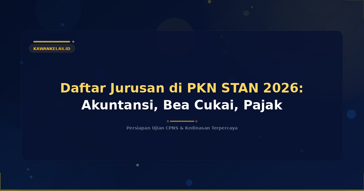 Daftar Jurusan di PKN STAN 2026: Akuntansi, Bea Cukai, Pajak