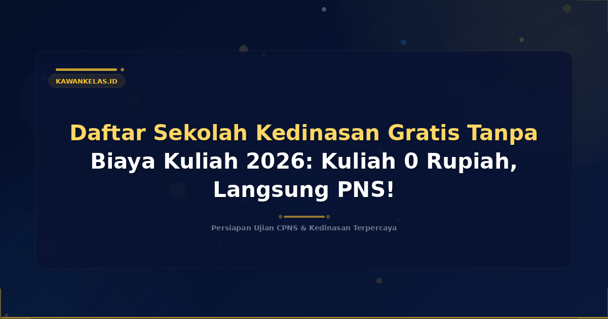 Daftar Sekolah Kedinasan Gratis Tanpa Biaya Kuliah 2026: Kuliah 0 Rupiah, Langsung PNS!