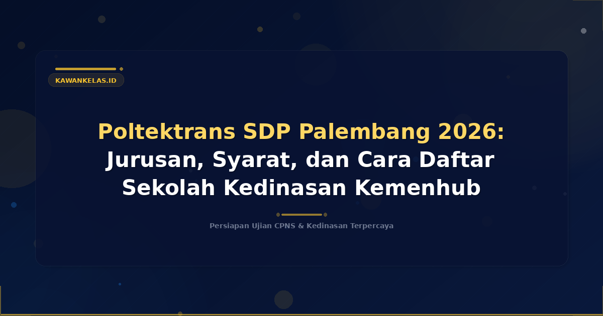 Poltektrans SDP Palembang 2026: Jurusan, Syarat, dan Cara Daftar Sekolah Kedinasan Kemenhub